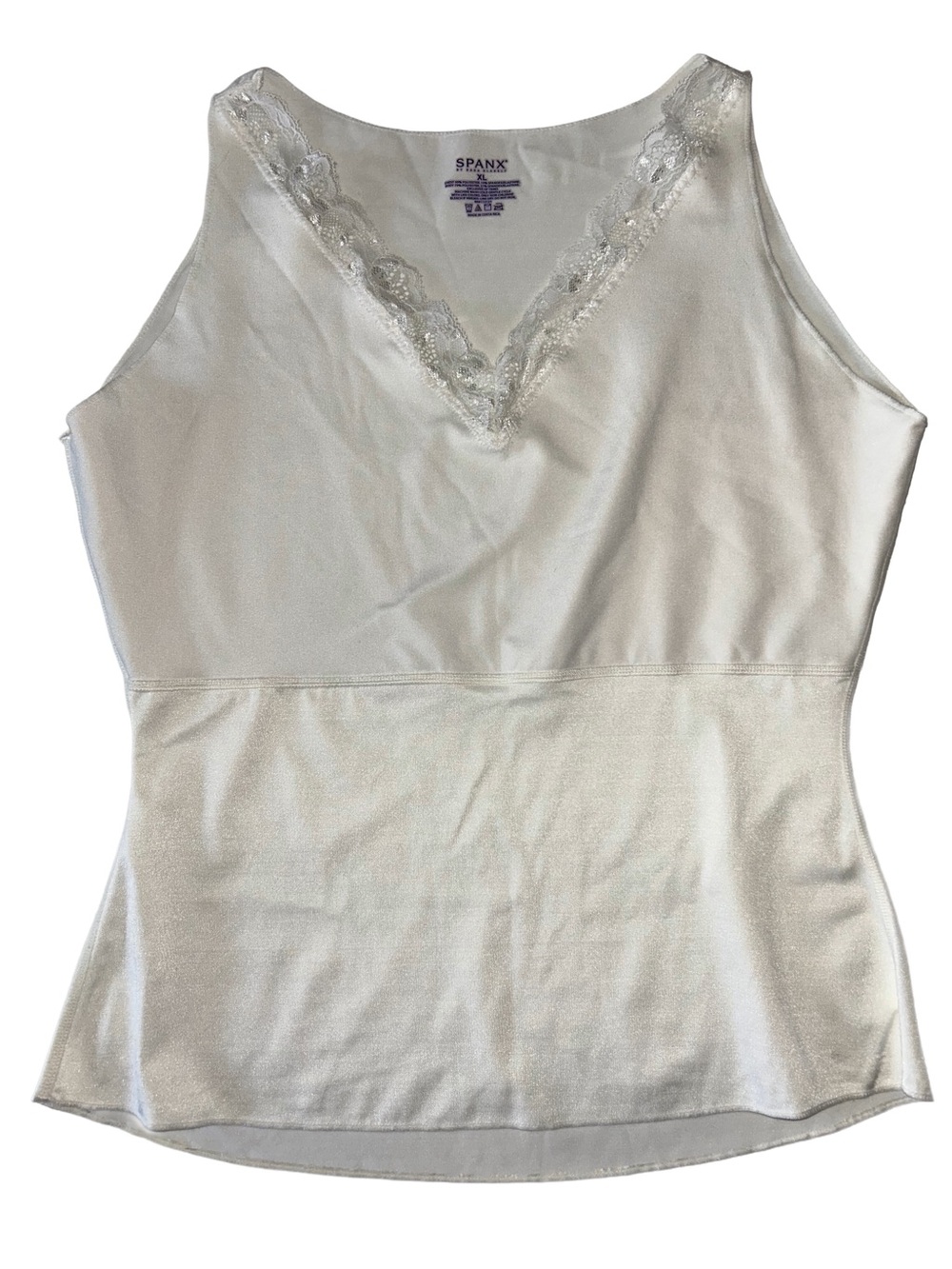 SPANX White Lace-Trim V-Neck Tank